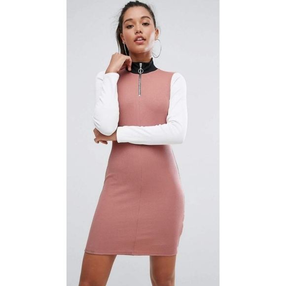 Asos UK White Ribbed Dress Spaghetti Bodycon